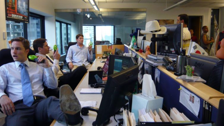 Trading floor from The Good Guy - Production design by Tommaso Ortino